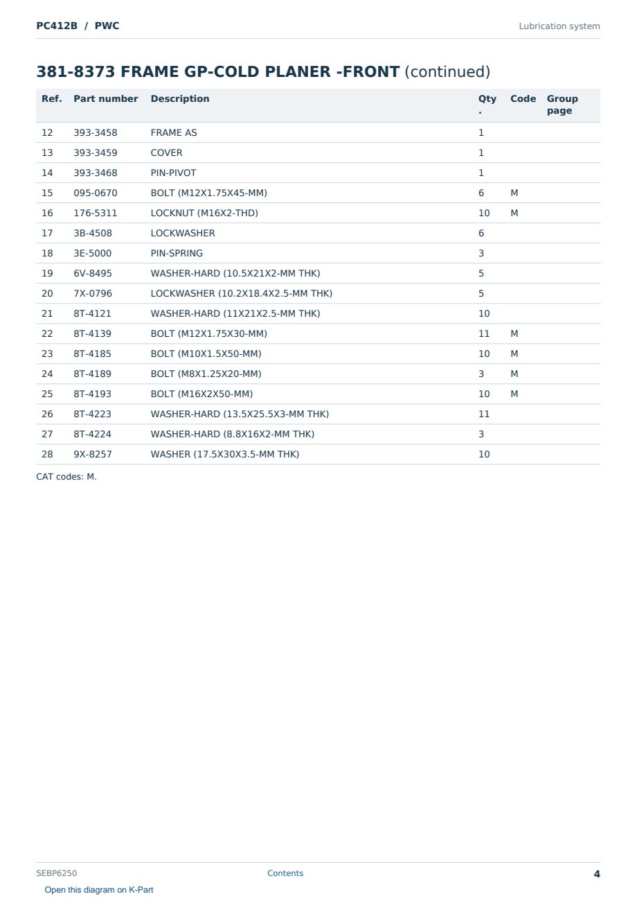 Caterpillar PC412B S/N PWC Partsbook SEBP6250 (English) - sample page 4 of 10 Caterpillar PC412B S/N PWC Partsbook SEBP6250 (English) - sample page 4 of 10