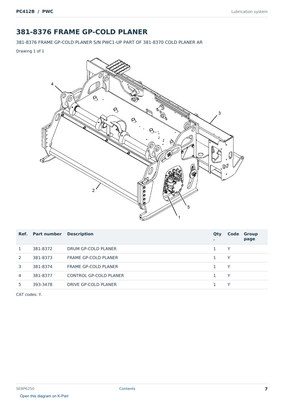 Caterpillar PC412B S/N PWC Partsbook SEBP6250 (English) - sample page 7 of 10 Caterpillar PC412B S/N PWC Partsbook SEBP6250 (English) - sample page 7 of 10