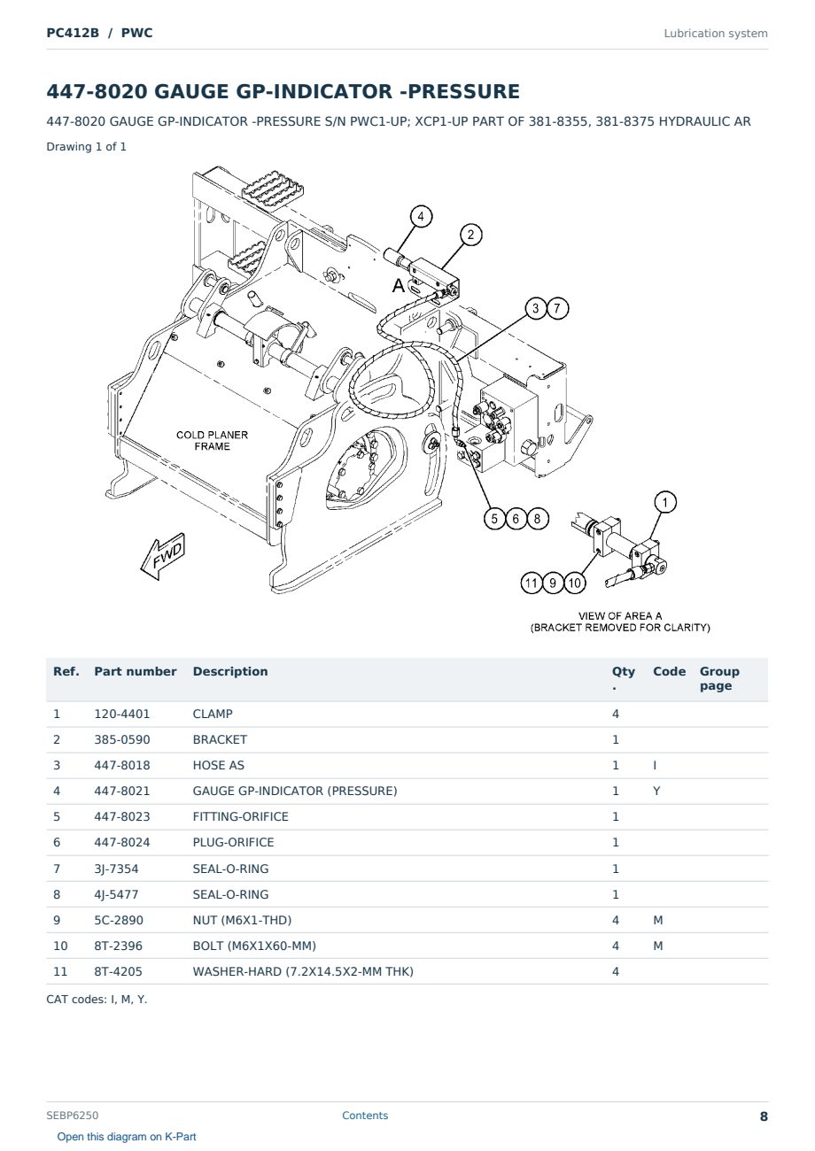Caterpillar PC412B S/N PWC Partsbook SEBP6250 (English) - sample page 8 of 10 Caterpillar PC412B S/N PWC Partsbook SEBP6250 (English) - sample page 8 of 10
