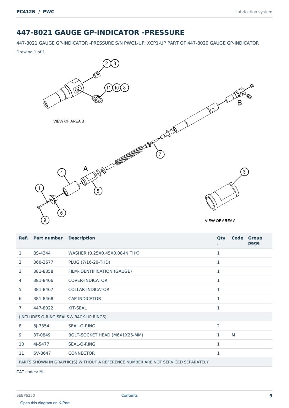 Caterpillar PC412B S/N PWC Partsbook SEBP6250 (English) - sample page 9 of 10 Caterpillar PC412B S/N PWC Partsbook SEBP6250 (English) - sample page 9 of 10