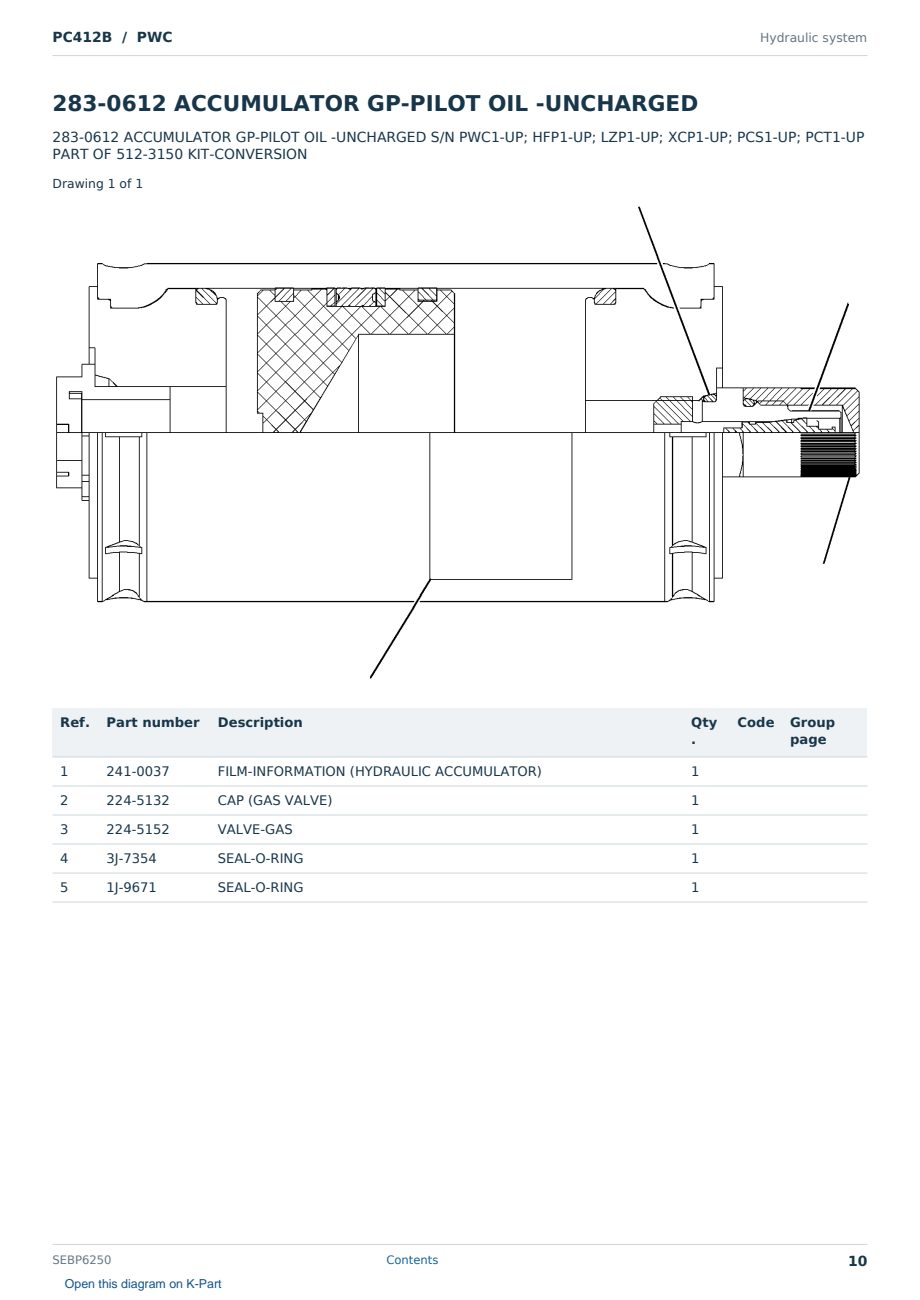 Caterpillar PC412B S/N PWC Partsbook SEBP6250 (English) - sample page 10 of 10 Caterpillar PC412B S/N PWC Partsbook SEBP6250 (English) - sample page 10 of 10