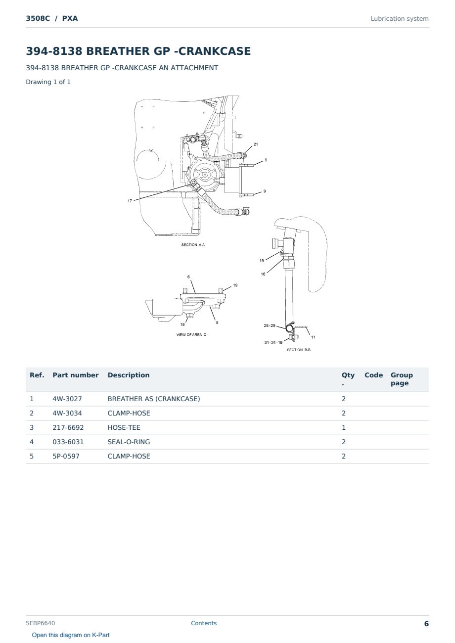 Caterpillar 3508C S/N PXA Partsbook SEBP6640 (English) - sample page 6 of 10 Caterpillar 3508C S/N PXA Partsbook SEBP6640 (English) - sample page 6 of 10