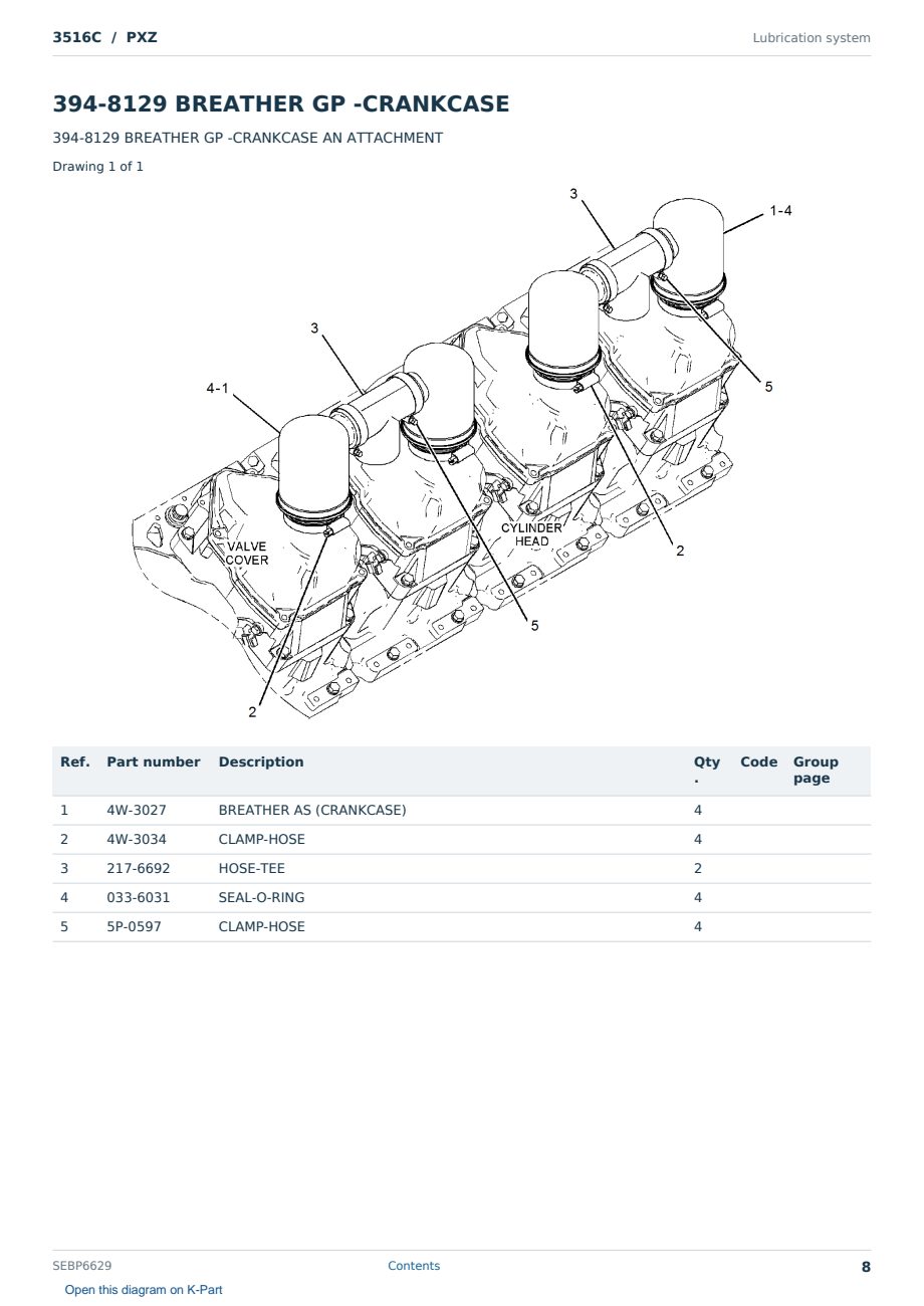 Caterpillar 3516C S/N PXZ Partsbook SEBP6629 (English) - sample page 8 of 10 Caterpillar 3516C S/N PXZ Partsbook SEBP6629 (English) - sample page 8 of 10