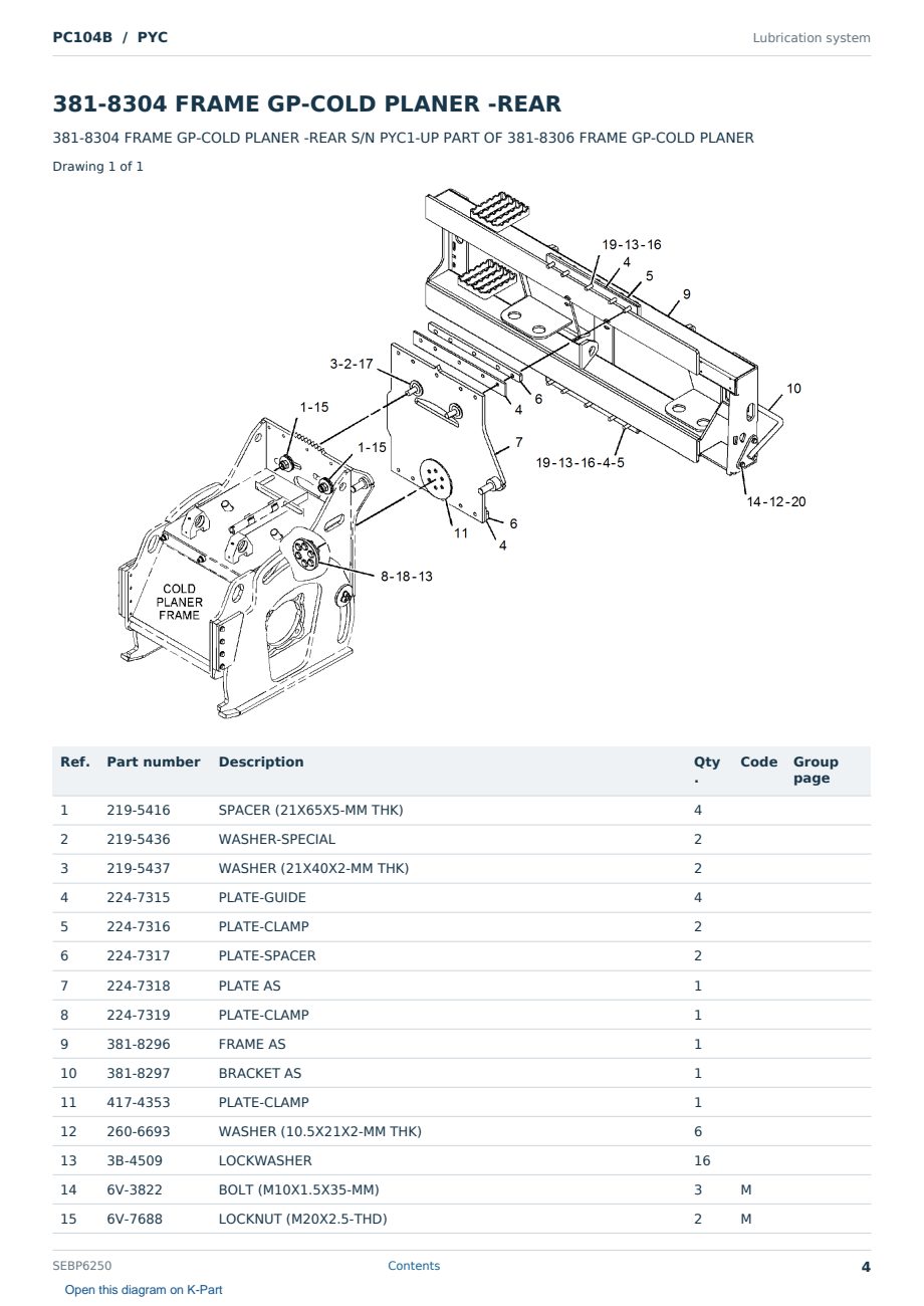 Caterpillar PC104B S/N PYC Partsbook SEBP6250 (English) - sample page 4 of 10 Caterpillar PC104B S/N PYC Partsbook SEBP6250 (English) - sample page 4 of 10