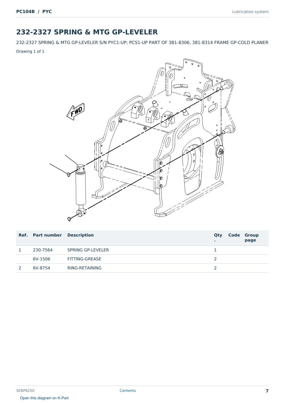 Caterpillar PC104B S/N PYC Partsbook SEBP6250 (English) - sample page 7 of 10 Caterpillar PC104B S/N PYC Partsbook SEBP6250 (English) - sample page 7 of 10