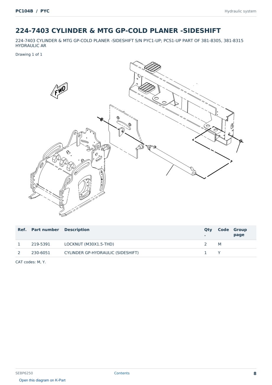 Caterpillar PC104B S/N PYC Partsbook SEBP6250 (English) - sample page 8 of 10 Caterpillar PC104B S/N PYC Partsbook SEBP6250 (English) - sample page 8 of 10