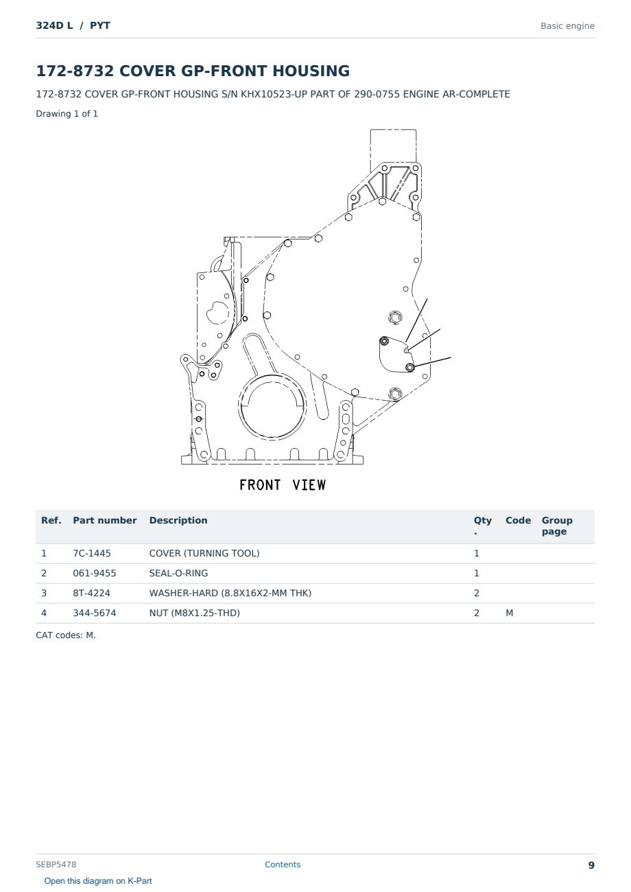Caterpillar 324D L S/N PYT Partsbook SEBP5478 (English) - sample page 9 of 10 Caterpillar 324D L S/N PYT Partsbook SEBP5478 (English) - sample page 9 of 10