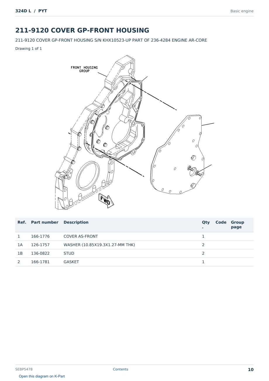 Caterpillar 324D L S/N PYT Partsbook SEBP5478 (English) - sample page 10 of 10 Caterpillar 324D L S/N PYT Partsbook SEBP5478 (English) - sample page 10 of 10