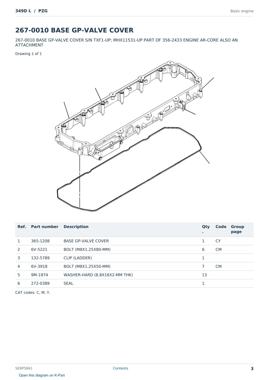 Caterpillar 349D L S/N PZG Partsbook SEBP5661 (English) - sample page 3 of 10 Caterpillar 349D L S/N PZG Partsbook SEBP5661 (English) - sample page 3 of 10