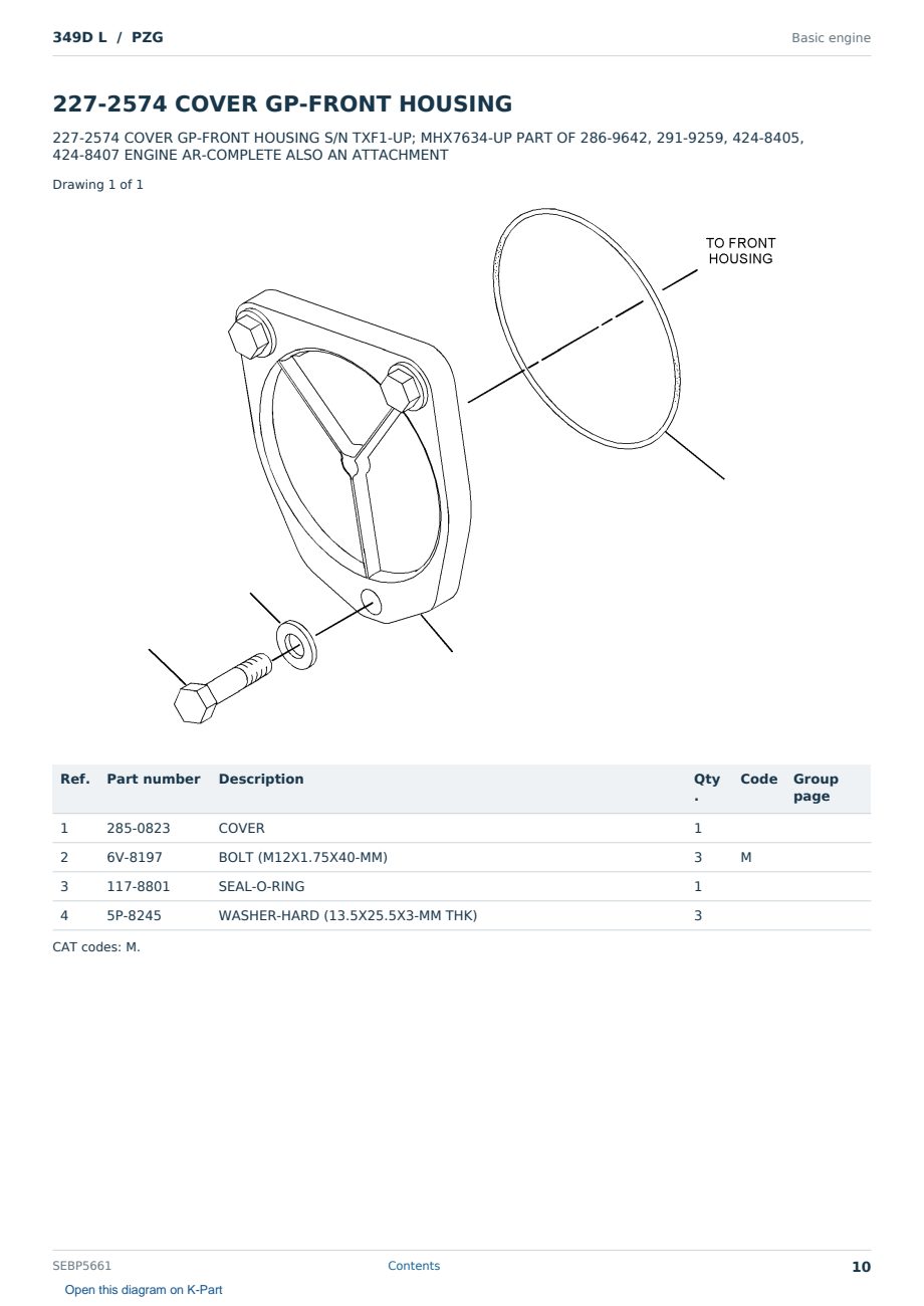 Caterpillar 349D L S/N PZG Partsbook SEBP5661 (English) - sample page 10 of 10 Caterpillar 349D L S/N PZG Partsbook SEBP5661 (English) - sample page 10 of 10