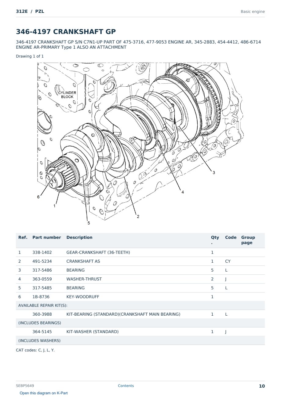 Caterpillar 312E S/N PZL Partsbook SEBP5649 (English) - sample page 10 of 10 Caterpillar 312E S/N PZL Partsbook SEBP5649 (English) - sample page 10 of 10