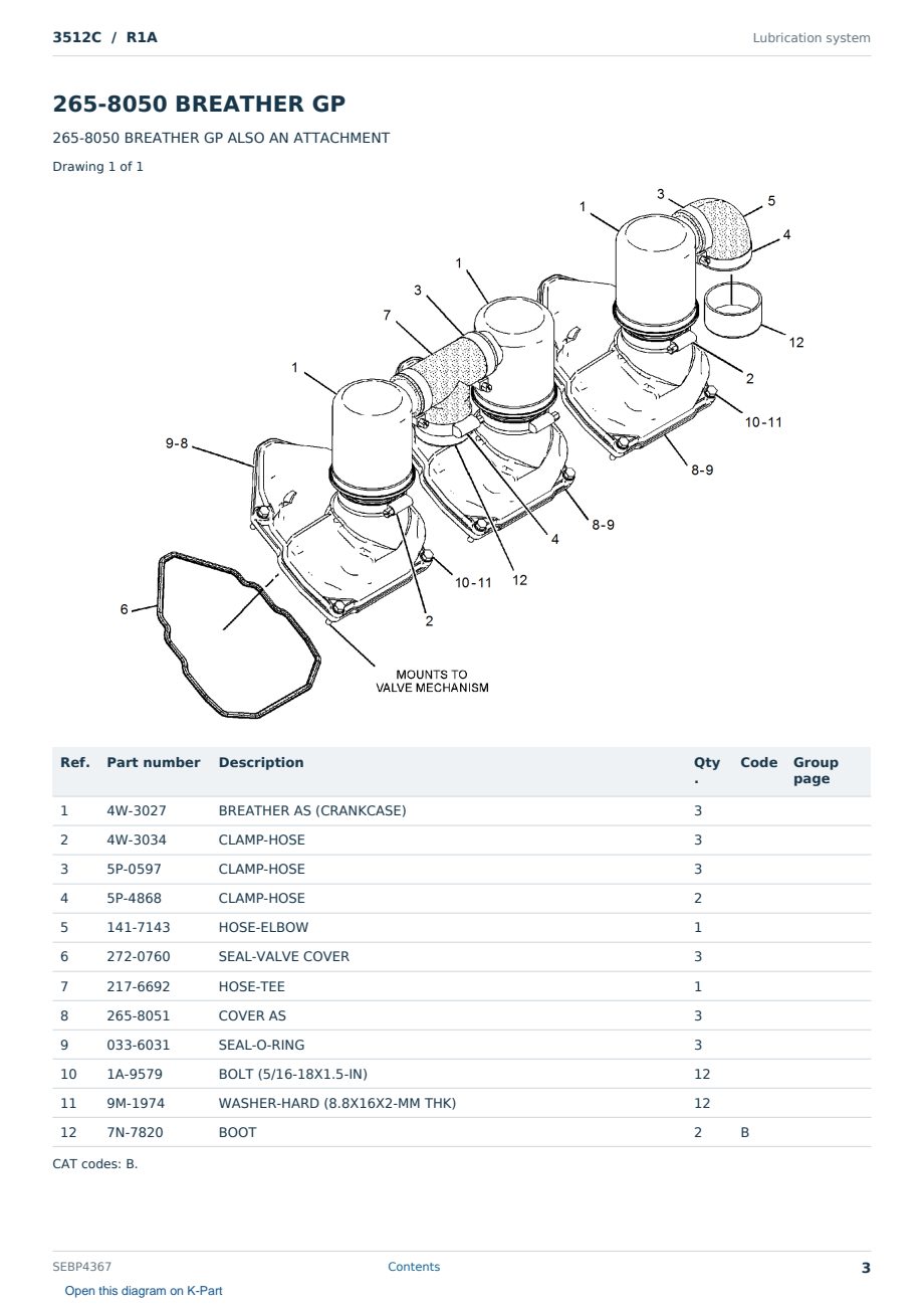Caterpillar 3512C S/N R1A Partsbook SEBP4367 (English) - sample page 3 of 10 Caterpillar 3512C S/N R1A Partsbook SEBP4367 (English) - sample page 3 of 10