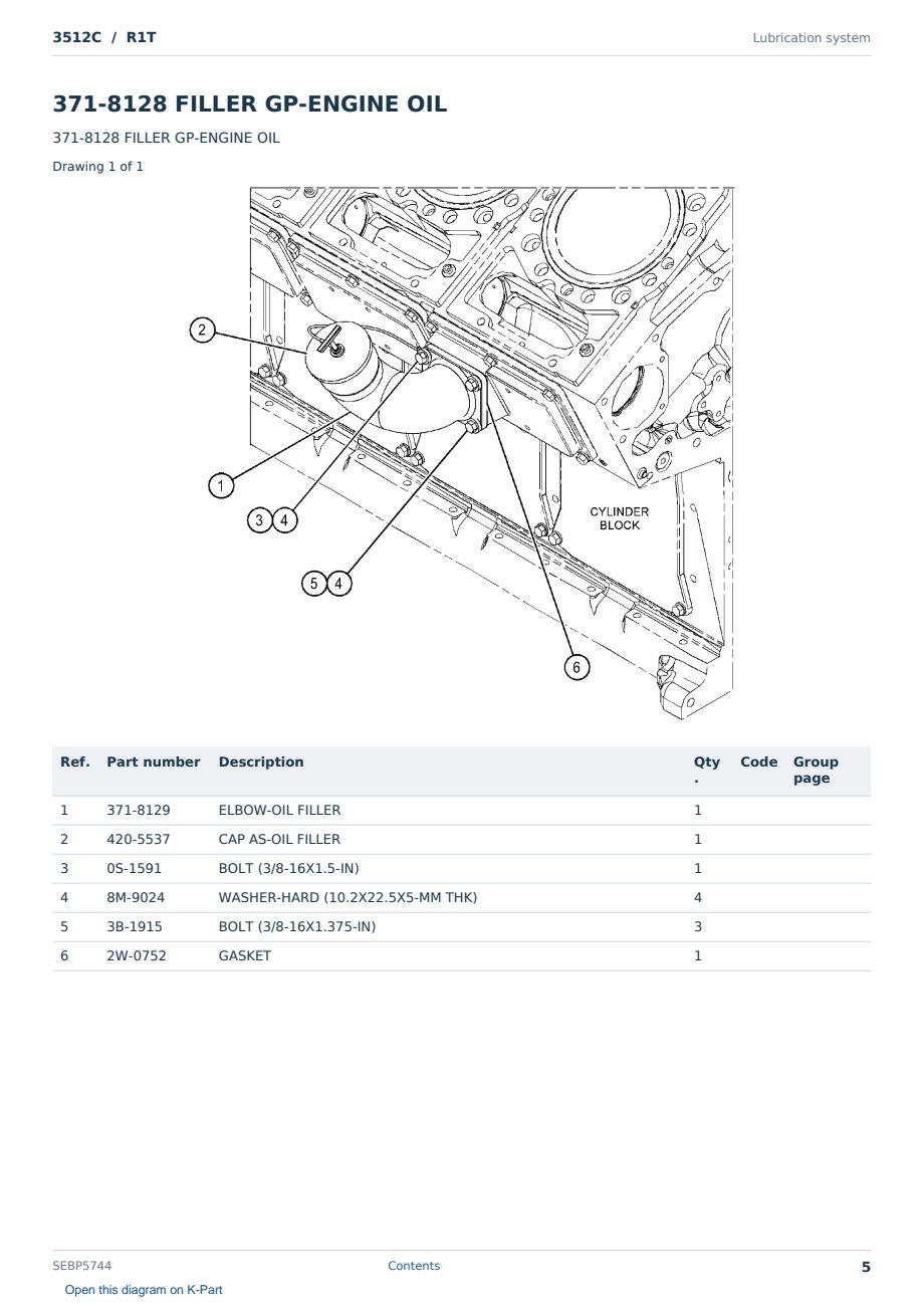 Caterpillar 3512C S/N R1T Partsbook SEBP5744 (English) - sample page 5 of 10 Caterpillar 3512C S/N R1T Partsbook SEBP5744 (English) - sample page 5 of 10