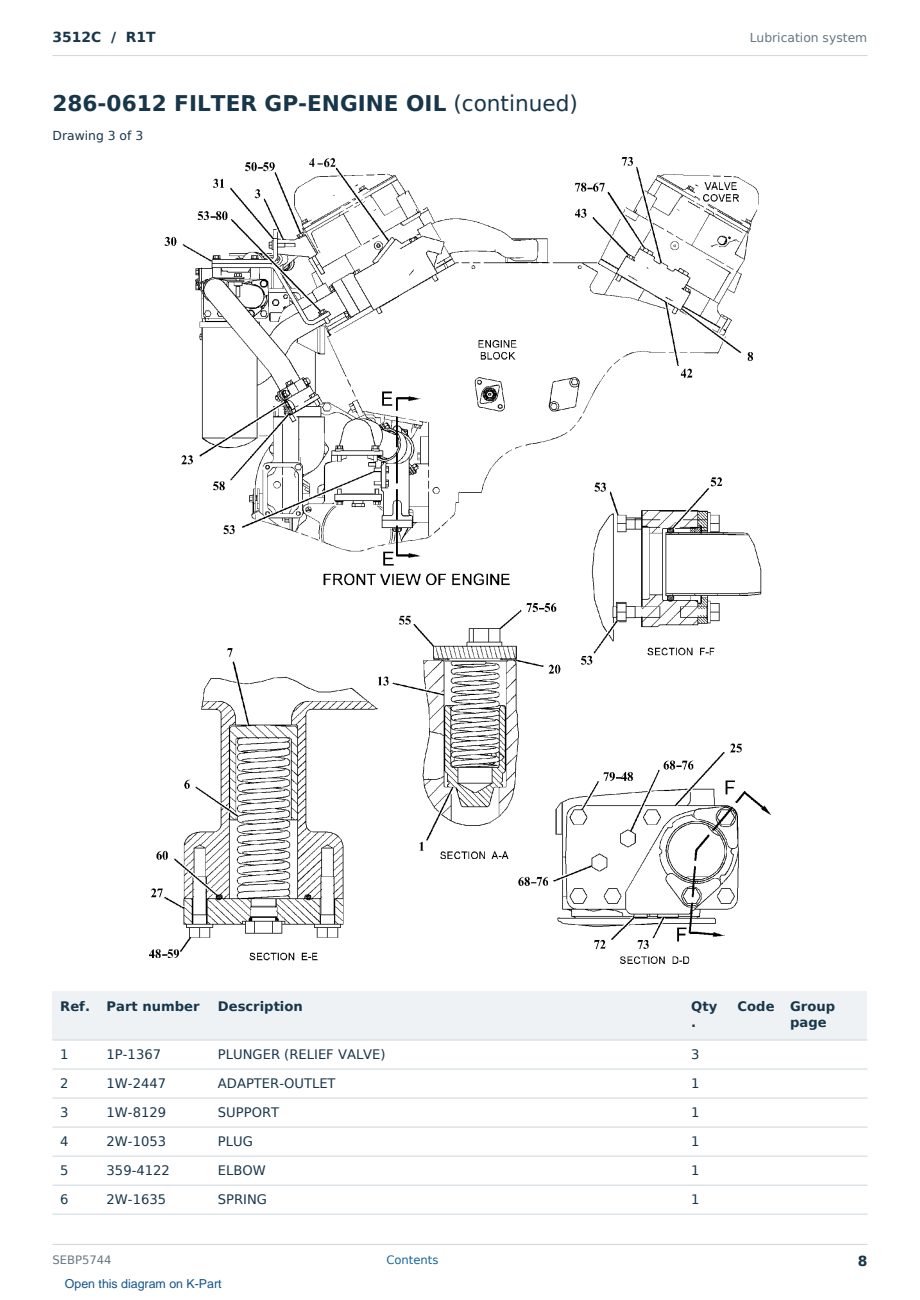 Caterpillar 3512C S/N R1T Partsbook SEBP5744 (English) - sample page 8 of 10 Caterpillar 3512C S/N R1T Partsbook SEBP5744 (English) - sample page 8 of 10