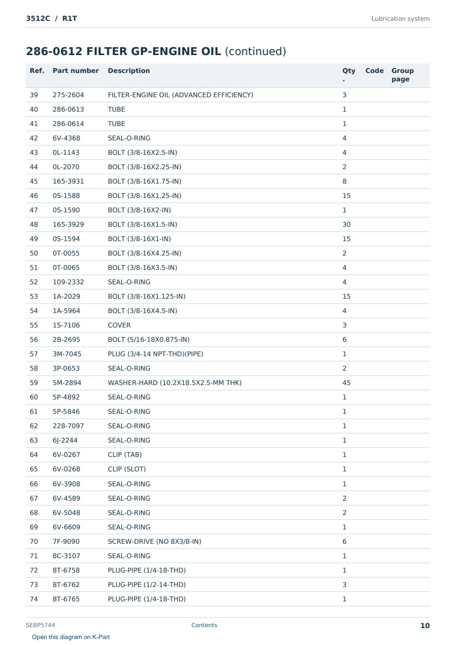 Caterpillar 3512C S/N R1T Partsbook SEBP5744 (English) - sample page 10 of 10 Caterpillar 3512C S/N R1T Partsbook SEBP5744 (English) - sample page 10 of 10
