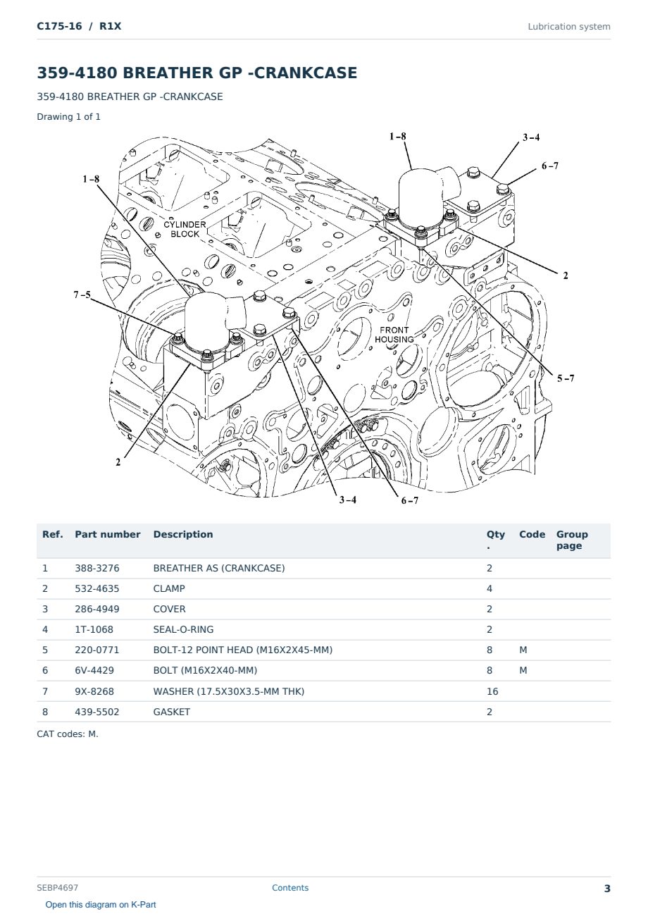Caterpillar C175-16 S/N R1X Partsbook SEBP4697 (English) - sample page 3 of 10 Caterpillar C175-16 S/N R1X Partsbook SEBP4697 (English) - sample page 3 of 10