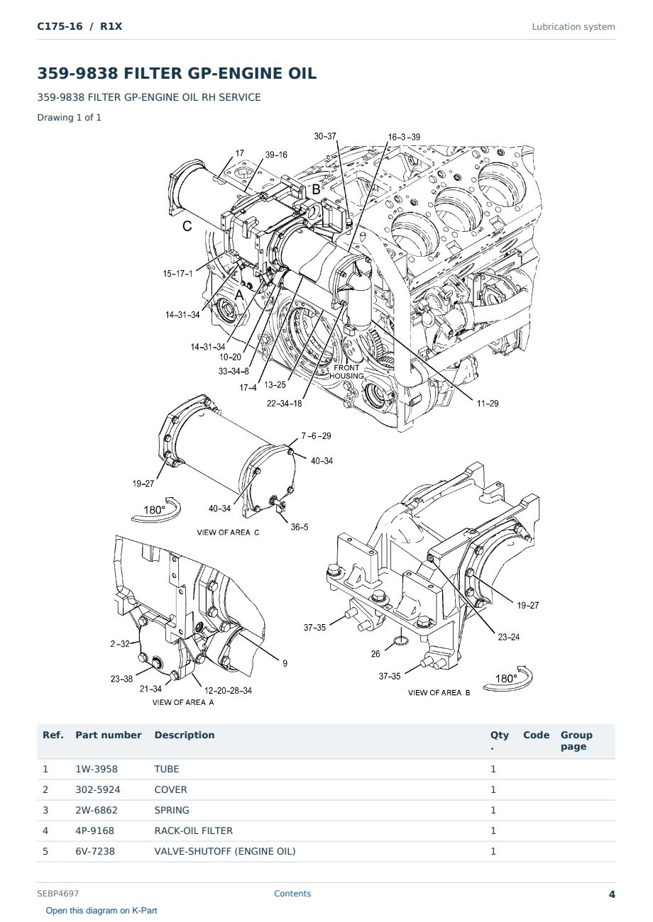 Caterpillar C175-16 S/N R1X Partsbook SEBP4697 (English) - sample page 4 of 10 Caterpillar C175-16 S/N R1X Partsbook SEBP4697 (English) - sample page 4 of 10