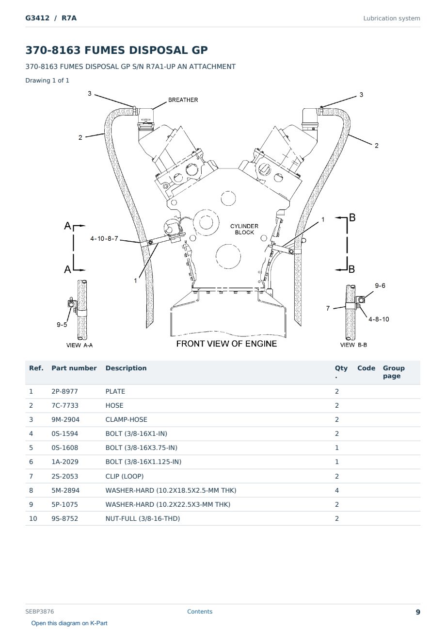 Caterpillar G3412 S/N R7A Partsbook SEBP3876 (English) - sample page 9 of 10 Caterpillar G3412 S/N R7A Partsbook SEBP3876 (English) - sample page 9 of 10