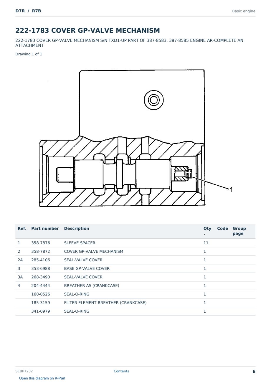 Caterpillar D7R S/N R7B Partsbook SEBP7232 (English) - sample page 6 of 10 Caterpillar D7R S/N R7B Partsbook SEBP7232 (English) - sample page 6 of 10