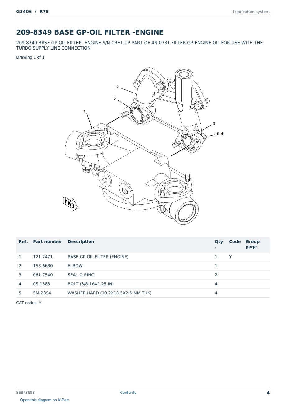 Caterpillar G3406 S/N R7E Partsbook SEBP3688 (English) - sample page 4 of 10 Caterpillar G3406 S/N R7E Partsbook SEBP3688 (English) - sample page 4 of 10