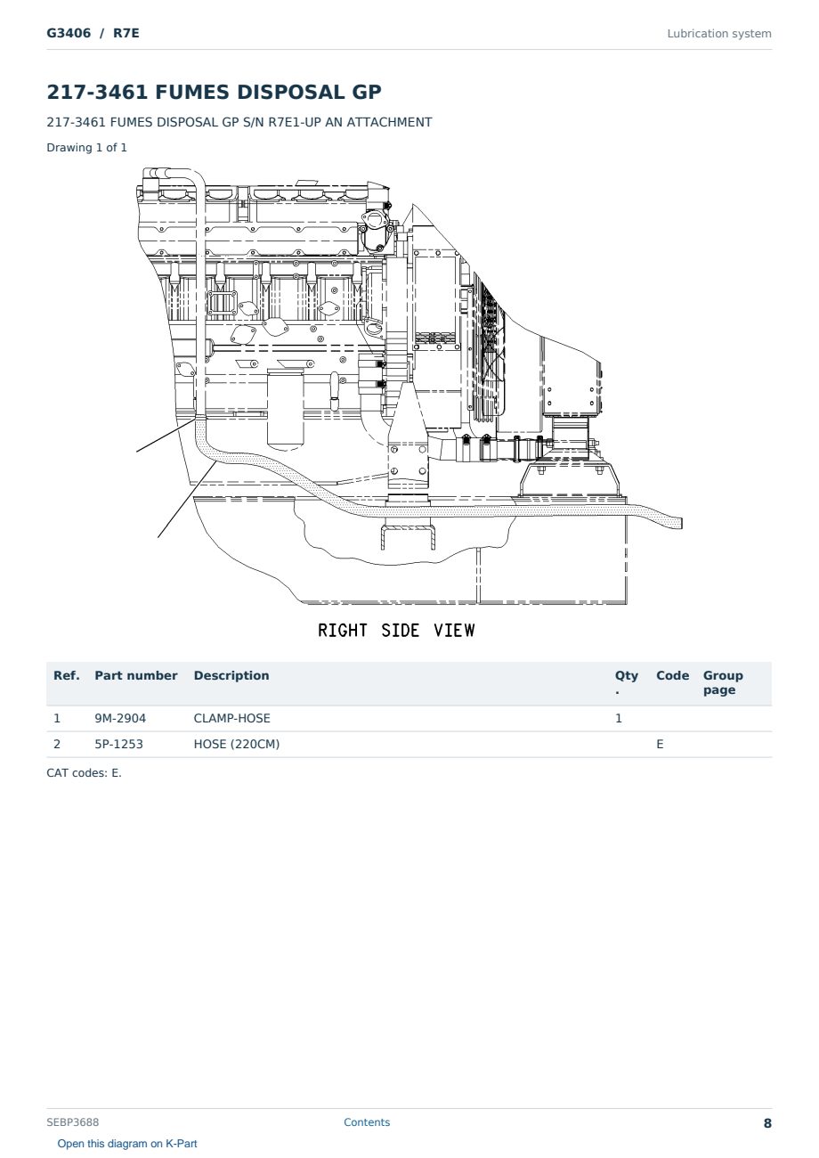 Caterpillar G3406 S/N R7E Partsbook SEBP3688 (English) - sample page 8 of 10 Caterpillar G3406 S/N R7E Partsbook SEBP3688 (English) - sample page 8 of 10