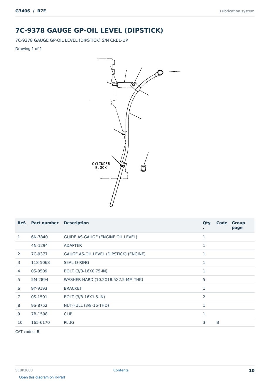 Caterpillar G3406 S/N R7E Partsbook SEBP3688 (English) - sample page 10 of 10 Caterpillar G3406 S/N R7E Partsbook SEBP3688 (English) - sample page 10 of 10
