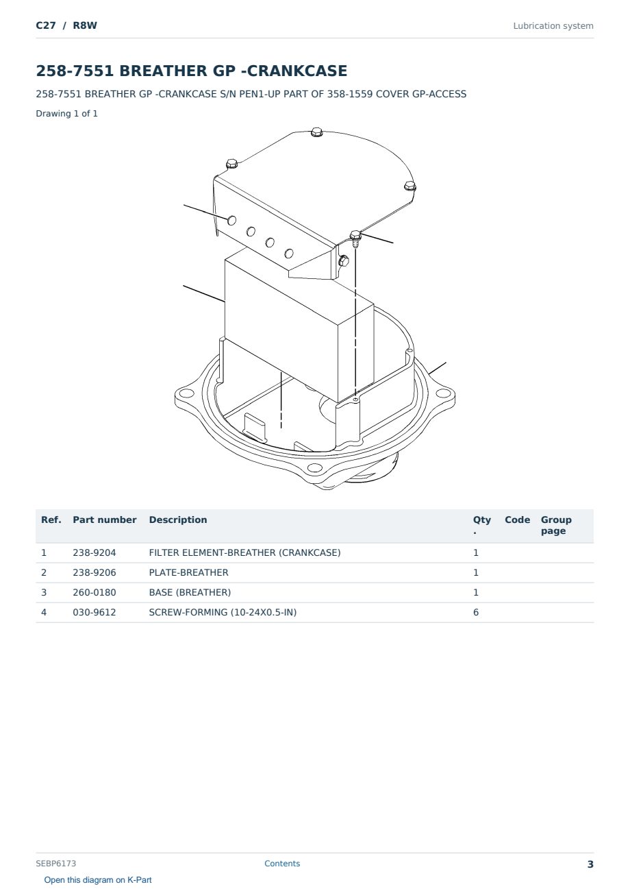 Caterpillar C27 S/N R8W Partsbook SEBP6173 (English) - sample page 3 of 10 Caterpillar C27 S/N R8W Partsbook SEBP6173 (English) - sample page 3 of 10