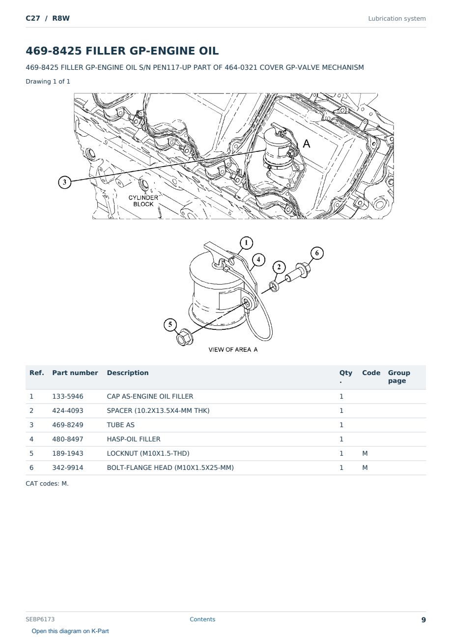 Caterpillar C27 S/N R8W Partsbook SEBP6173 (English) - sample page 9 of 10 Caterpillar C27 S/N R8W Partsbook SEBP6173 (English) - sample page 9 of 10