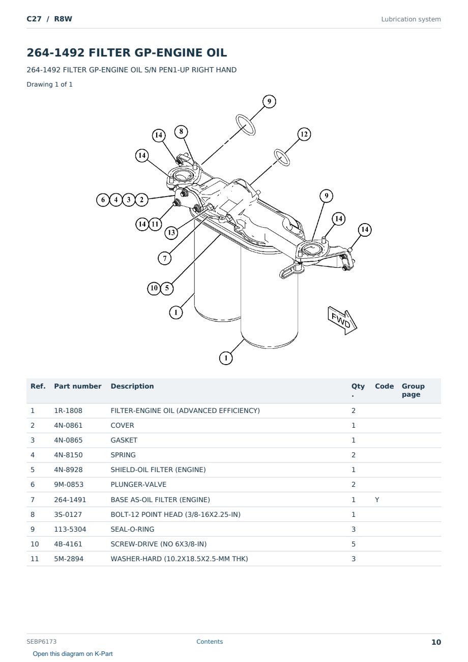 Caterpillar C27 S/N R8W Partsbook SEBP6173 (English) - sample page 10 of 10 Caterpillar C27 S/N R8W Partsbook SEBP6173 (English) - sample page 10 of 10