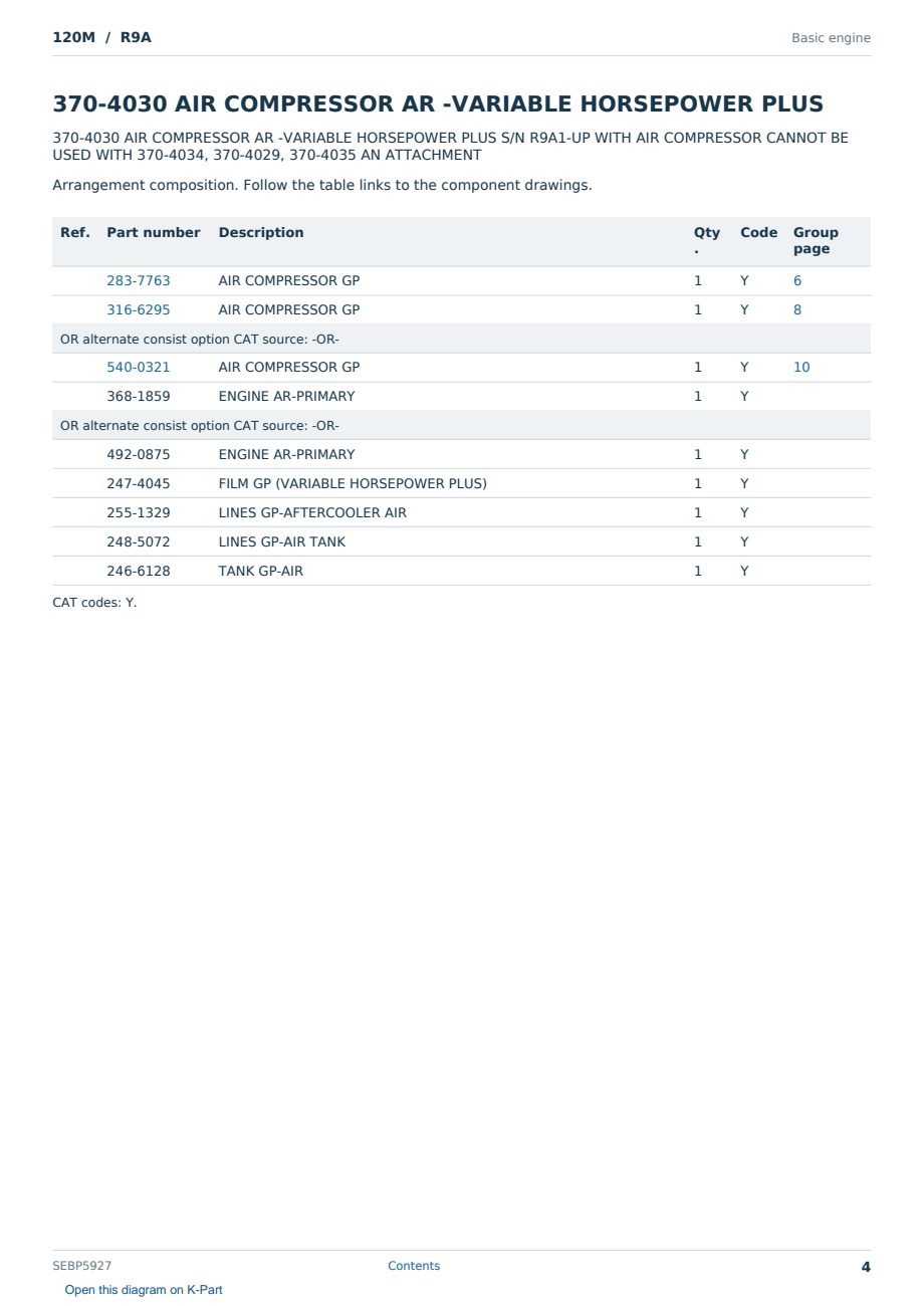 Caterpillar 120M S/N R9A Partsbook SEBP5927 (English) - sample page 4 of 10 Caterpillar 120M S/N R9A Partsbook SEBP5927 (English) - sample page 4 of 10