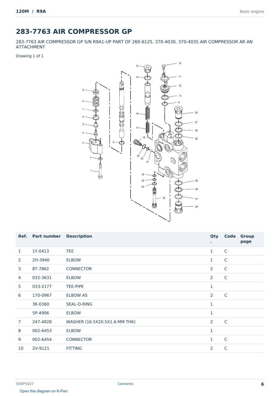 Caterpillar 120M S/N R9A Partsbook SEBP5927 (English) - sample page 6 of 10 Caterpillar 120M S/N R9A Partsbook SEBP5927 (English) - sample page 6 of 10