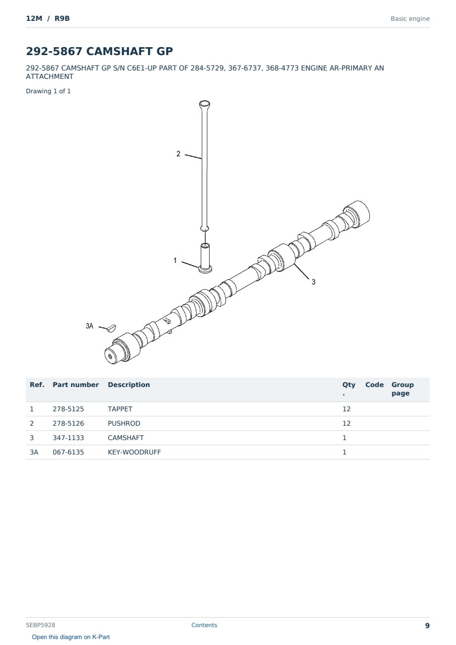 Caterpillar 12M S/N R9B Partsbook SEBP5928 (English) - sample page 9 of 10 Caterpillar 12M S/N R9B Partsbook SEBP5928 (English) - sample page 9 of 10