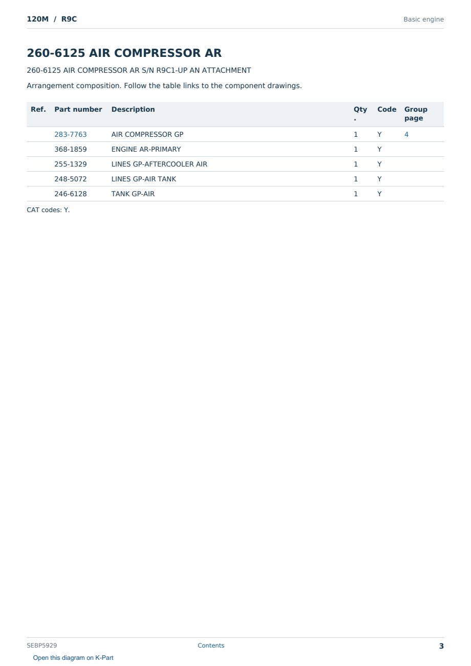Caterpillar 120M S/N R9C Partsbook SEBP5929 (English) - sample page 3 of 10 Caterpillar 120M S/N R9C Partsbook SEBP5929 (English) - sample page 3 of 10