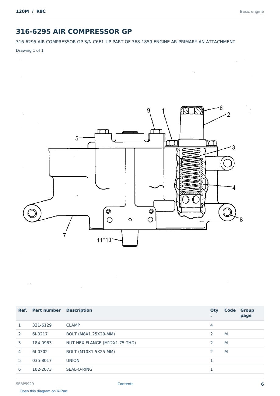 Caterpillar 120M S/N R9C Partsbook SEBP5929 (English) - sample page 6 of 10 Caterpillar 120M S/N R9C Partsbook SEBP5929 (English) - sample page 6 of 10
