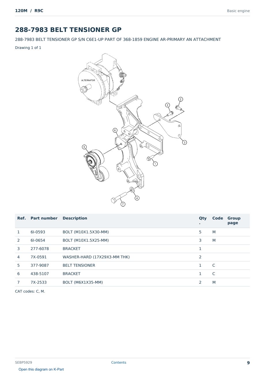 Caterpillar 120M S/N R9C Partsbook SEBP5929 (English) - sample page 9 of 10 Caterpillar 120M S/N R9C Partsbook SEBP5929 (English) - sample page 9 of 10