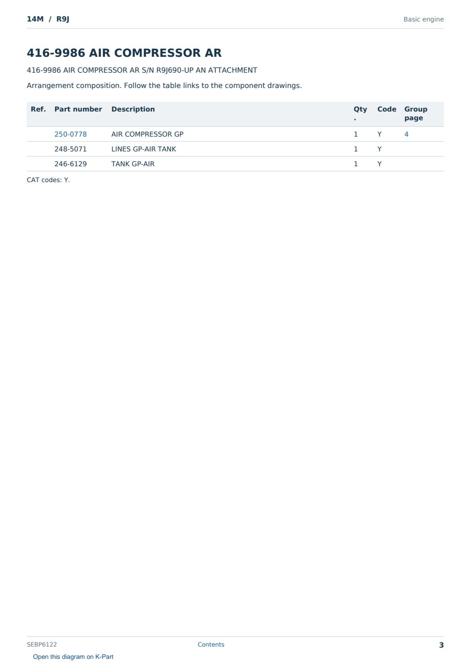 Caterpillar 14M S/N R9J Partsbook SEBP6122 (English) - sample page 3 of 10 Caterpillar 14M S/N R9J Partsbook SEBP6122 (English) - sample page 3 of 10