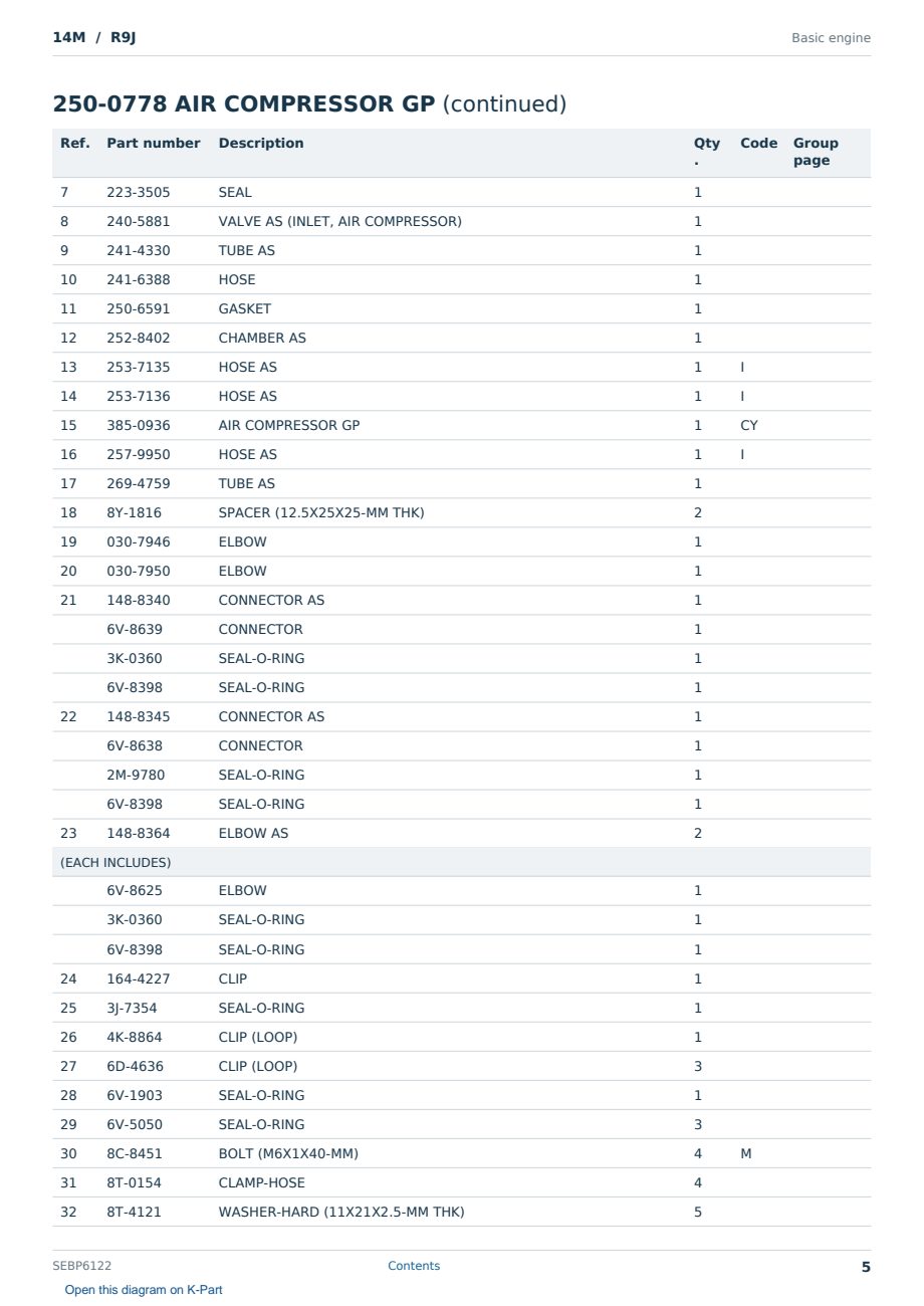 Caterpillar 14M S/N R9J Partsbook SEBP6122 (English) - sample page 5 of 10 Caterpillar 14M S/N R9J Partsbook SEBP6122 (English) - sample page 5 of 10