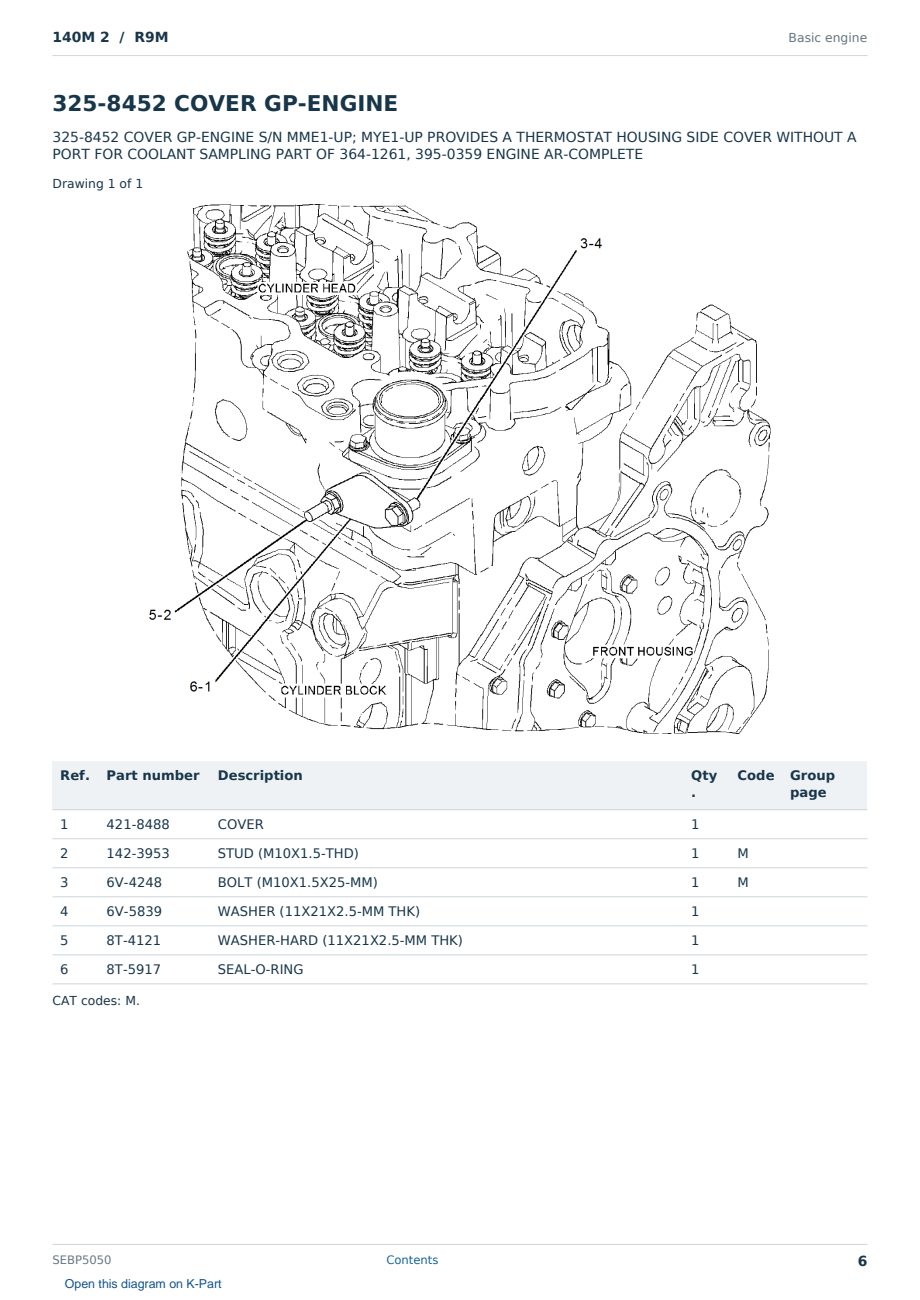 Caterpillar 140M 2 S/N R9M Partsbook SEBP5050 (English) - sample page 6 of 10 Caterpillar 140M 2 S/N R9M Partsbook SEBP5050 (English) - sample page 6 of 10