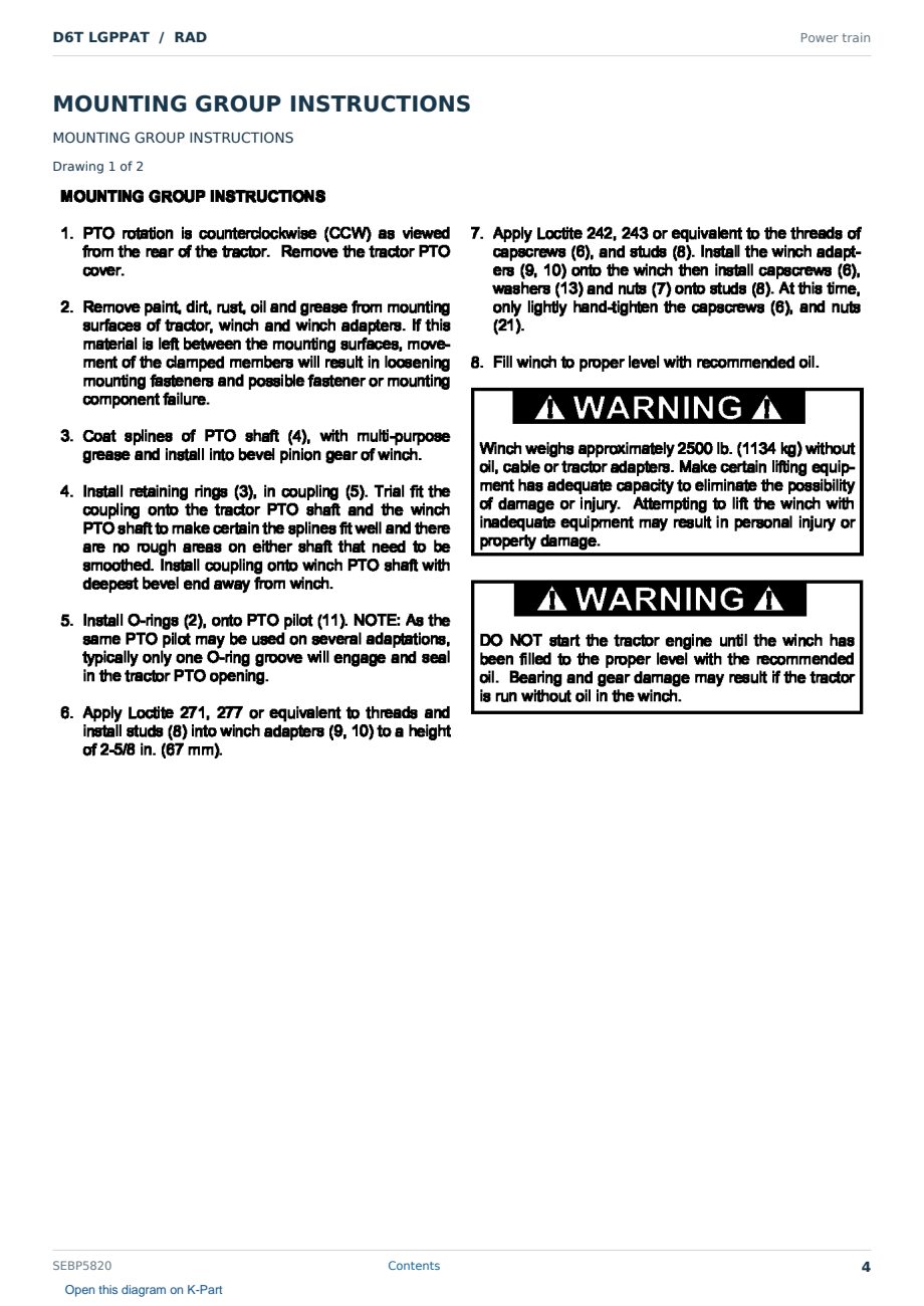 Caterpillar D6T LGPPAT S/N RAD Partsbook SEBP5820 (English) - sample page 4 of 10 Caterpillar D6T LGPPAT S/N RAD Partsbook SEBP5820 (English) - sample page 4 of 10