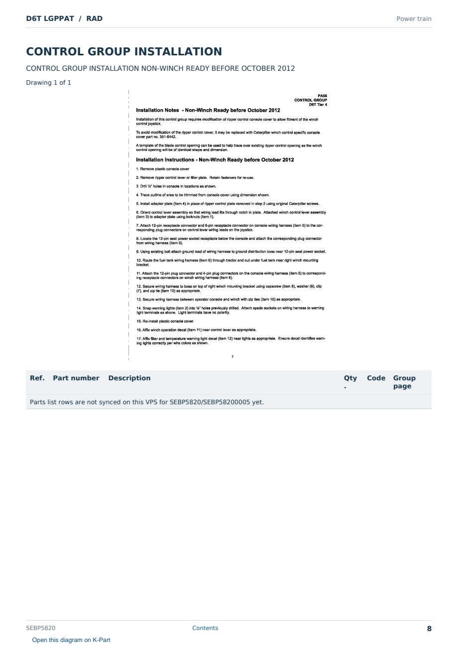 Caterpillar D6T LGPPAT S/N RAD Partsbook SEBP5820 (English) - sample page 8 of 10 Caterpillar D6T LGPPAT S/N RAD Partsbook SEBP5820 (English) - sample page 8 of 10