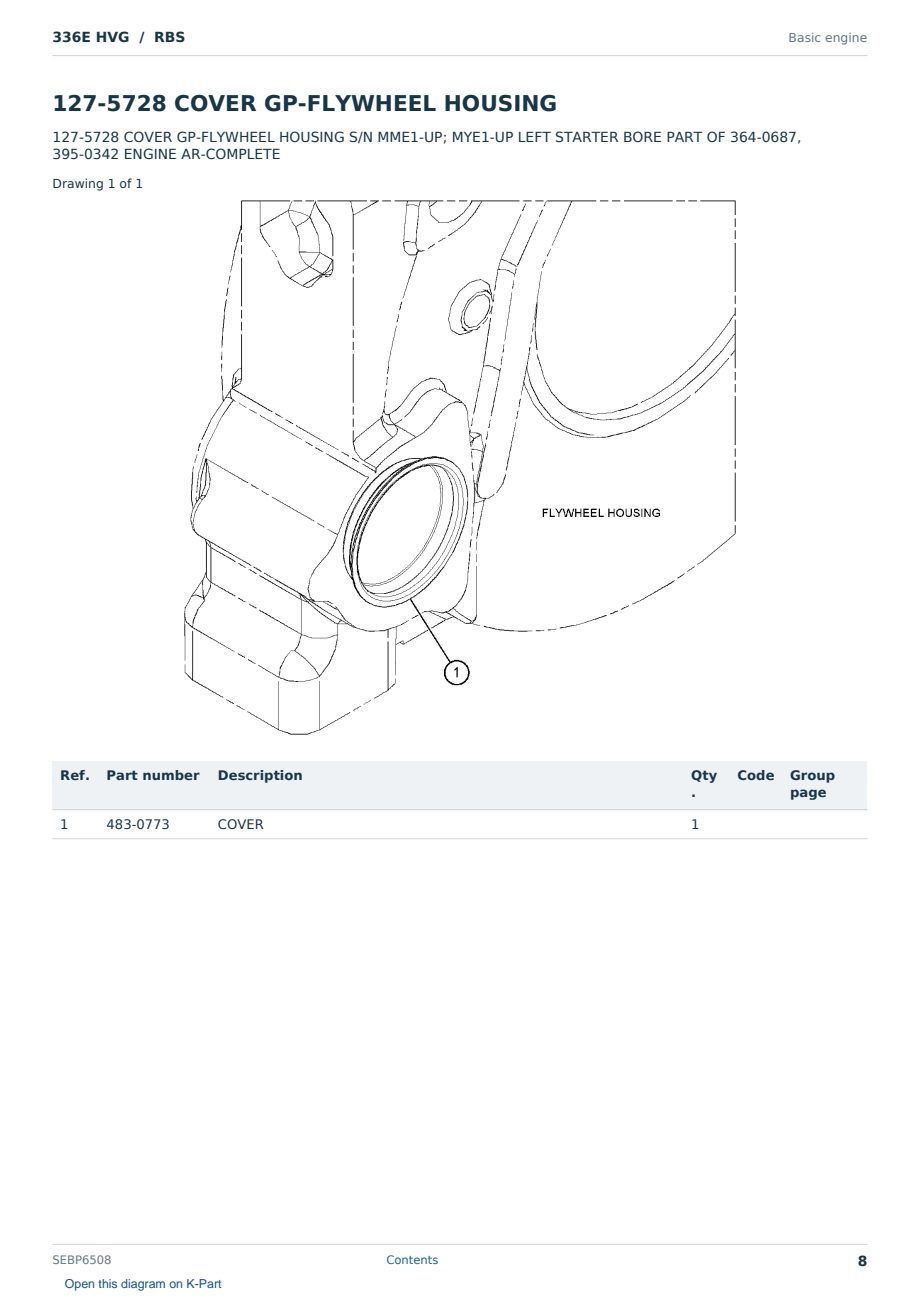 Caterpillar 336E HVG S/N RBS Partsbook SEBP6508 (English) - sample page 8 of 10 Caterpillar 336E HVG S/N RBS Partsbook SEBP6508 (English) - sample page 8 of 10