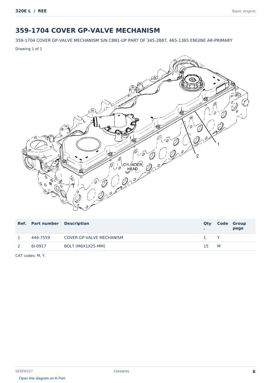 Caterpillar 320E L S/N REE Partsbook SEBP6507 (English) - sample page 6 of 10 Caterpillar 320E L S/N REE Partsbook SEBP6507 (English) - sample page 6 of 10