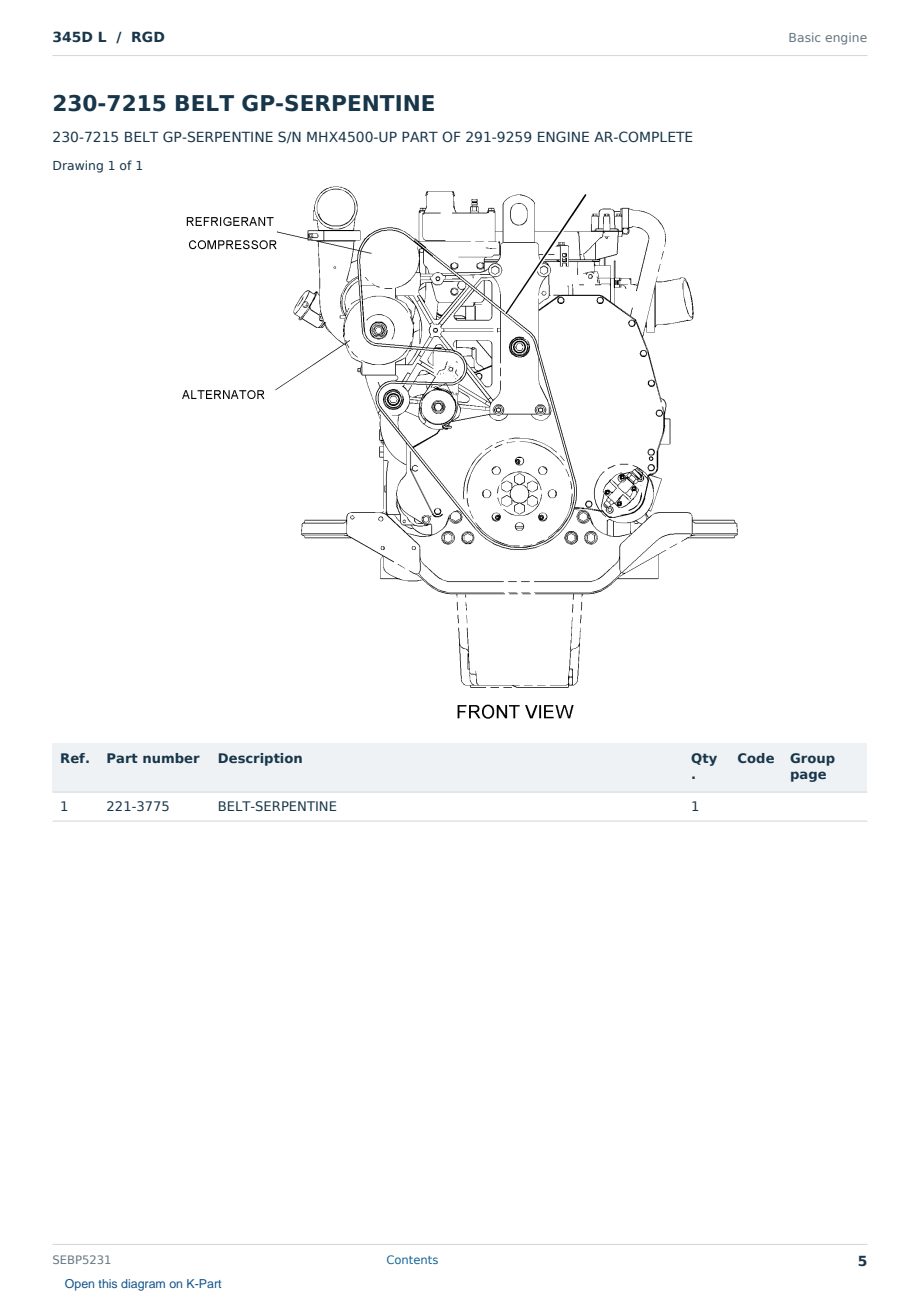Caterpillar 345D L S/N RGD Partsbook SEBP5231 (English) - sample page 5 of 10 Caterpillar 345D L S/N RGD Partsbook SEBP5231 (English) - sample page 5 of 10