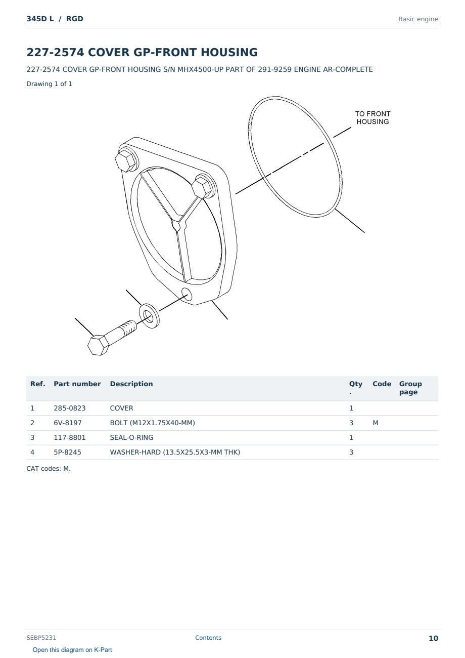 Caterpillar 345D L S/N RGD Partsbook SEBP5231 (English) - sample page 10 of 10 Caterpillar 345D L S/N RGD Partsbook SEBP5231 (English) - sample page 10 of 10