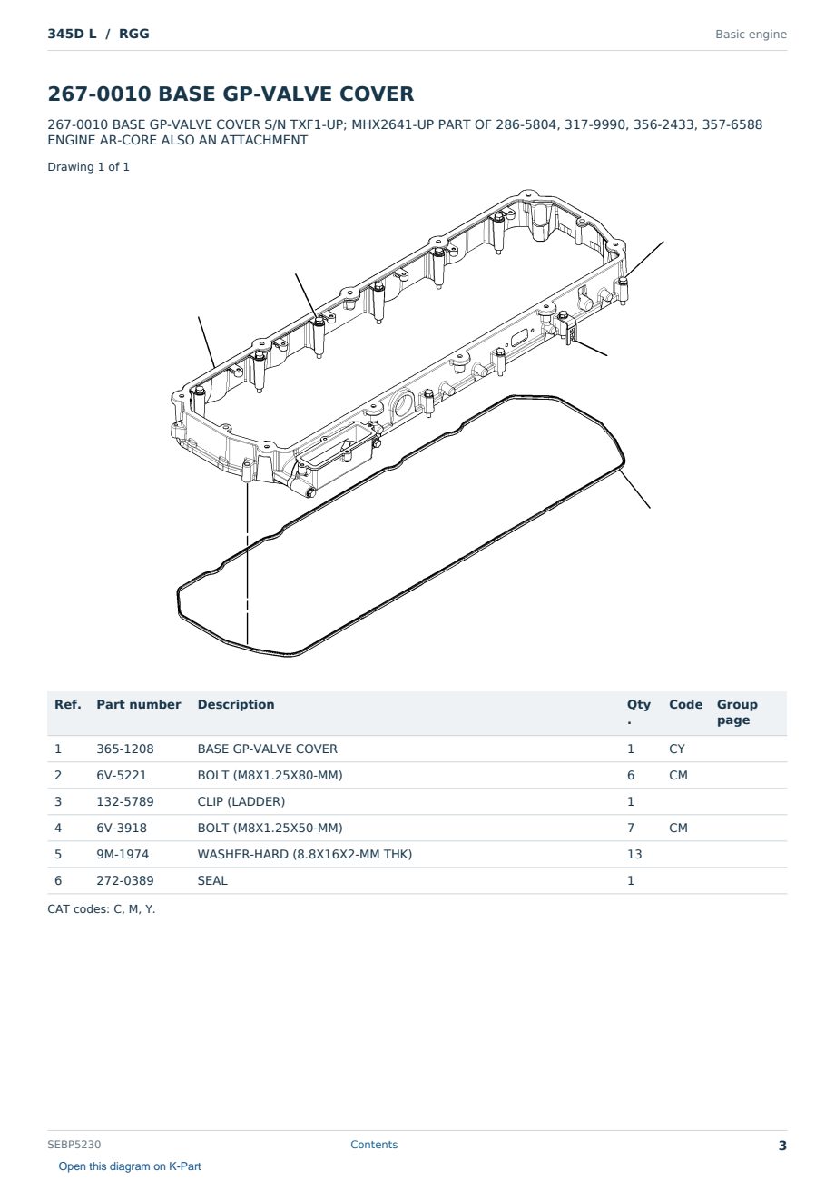 Caterpillar 345D L S/N RGG Partsbook SEBP5230 (English) - sample page 3 of 10 Caterpillar 345D L S/N RGG Partsbook SEBP5230 (English) - sample page 3 of 10
