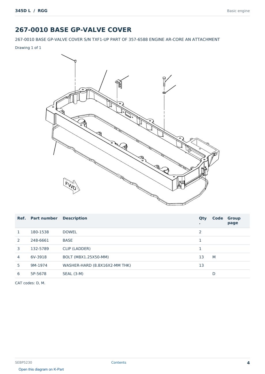 Caterpillar 345D L S/N RGG Partsbook SEBP5230 (English) - sample page 4 of 10 Caterpillar 345D L S/N RGG Partsbook SEBP5230 (English) - sample page 4 of 10