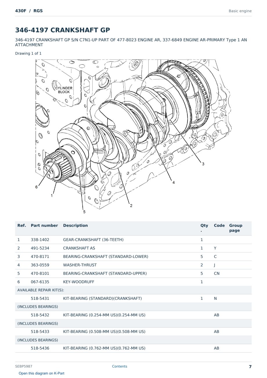 Caterpillar 430F S/N RGS Partsbook SEBP5987 (English) - sample page 7 of 10 Caterpillar 430F S/N RGS Partsbook SEBP5987 (English) - sample page 7 of 10