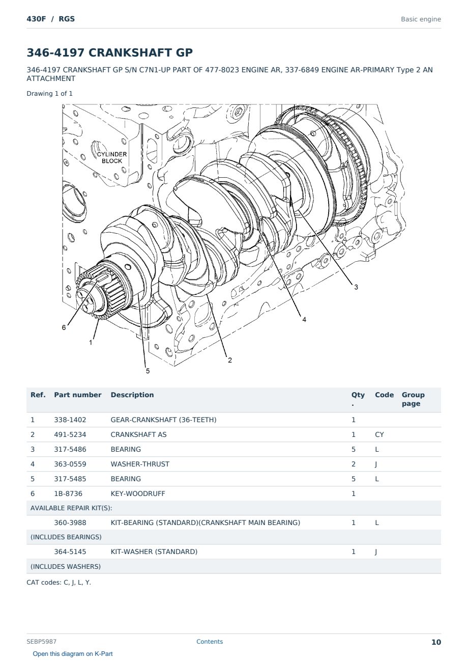 Caterpillar 430F S/N RGS Partsbook SEBP5987 (English) - sample page 10 of 10 Caterpillar 430F S/N RGS Partsbook SEBP5987 (English) - sample page 10 of 10