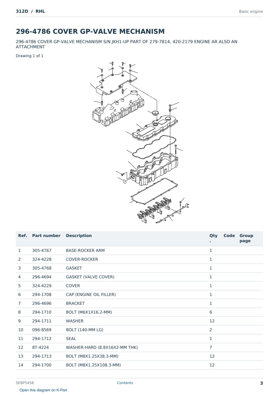 Caterpillar 312D S/N RHL Partsbook SEBP5458 (English) - sample page 3 of 10 Caterpillar 312D S/N RHL Partsbook SEBP5458 (English) - sample page 3 of 10