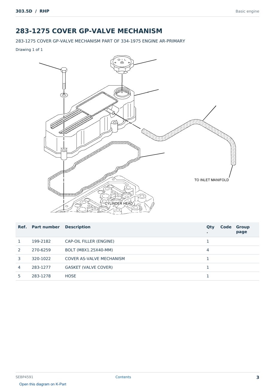 Caterpillar 303.5D S/N RHP Partsbook SEBP4591 (English) - sample page 3 of 10 Caterpillar 303.5D S/N RHP Partsbook SEBP4591 (English) - sample page 3 of 10